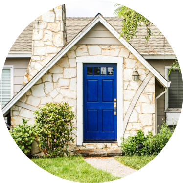 house with blue door