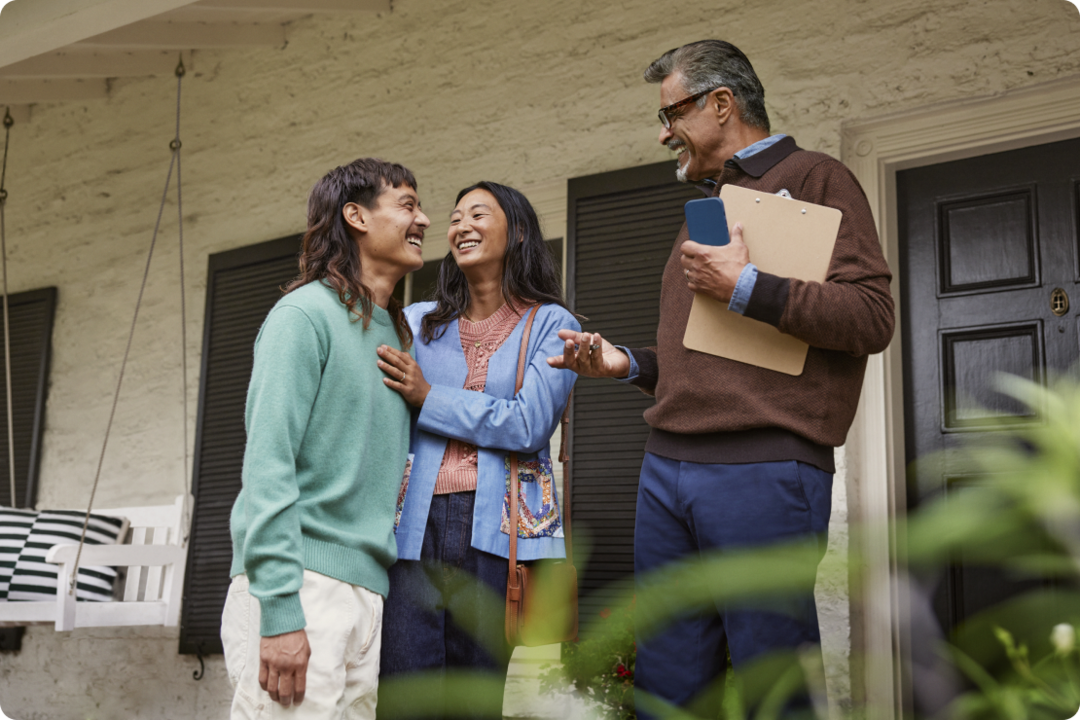 group of people outside house
