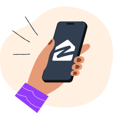 illustration of hand with mobile device and Zillow logo
